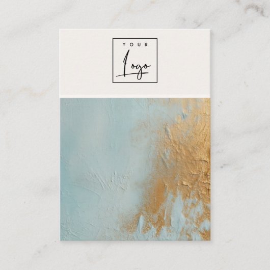 Blauw Gouden Olieverf Textuur Logo Blank Sieraden Visitekaartje (Voorkant)