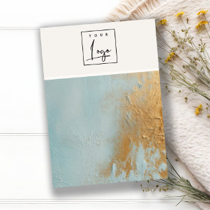 Blauw Gouden Olieverf Textuur Logo Blank Sieraden Visitekaartje