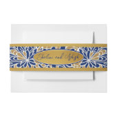 Blauw Gouden Pauw Art Noveau Huwelijk Uitnodigingen Wikkel (Voorkant Voorbeeld)