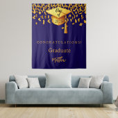 Blauw gouden pet kwastje afstudeerfeest 2025 wandkleed