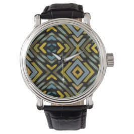 Blauw Gouden Pijlen op Zwart  Horloge