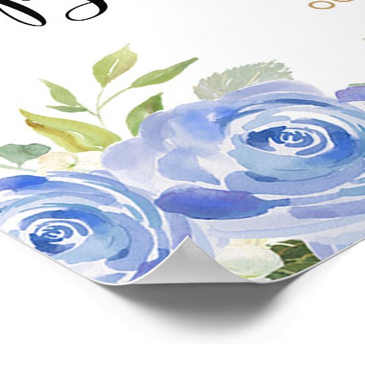 Blauw gouden pompoen baby shower welkom bord poster (Hoek)