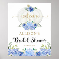 Blauw gouden pompoen vrijgezellenfeest welkom bord