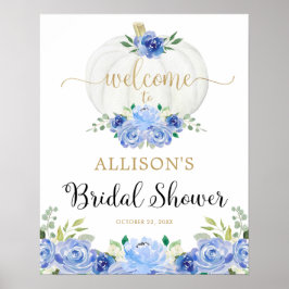 Blauw gouden pompoen vrijgezellenfeest welkom bord poster