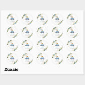 Blauw & Gouden Pompoenaandrijving door Baby shower Ronde Sticker (Vel)