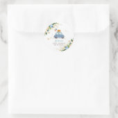 Blauw & Gouden Pompoenaandrijving door Baby shower Ronde Sticker (Tas)