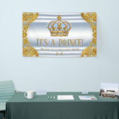 Blauw Gouden Prins Baby Shower Banner (Beurs)