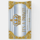 Blauw Gouden Prins Baby Shower Banner (Verticaal)
