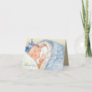Blauw Gouden Prins Baby Shower Bedankt