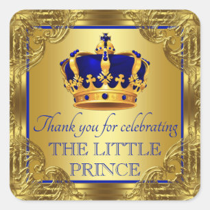 Blauw Gouden Prins Baby Shower Favor Stickers