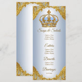 Blauw Gouden Prins Baby Shower Menu (Voorkant / Achterkant)