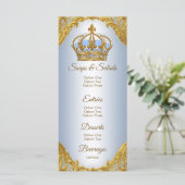 Blauw Gouden Prins Baby Shower Menu (Staand voorkant)