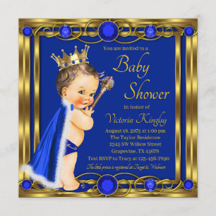 Blauw Gouden Prins Jewel Baby Shower Kaart