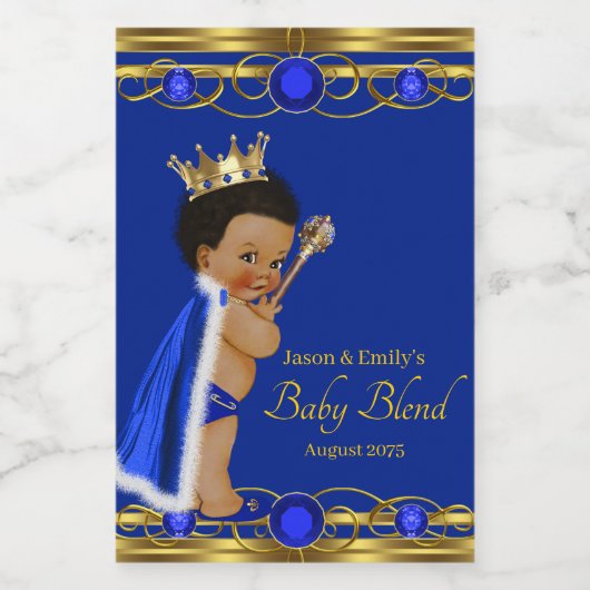 Blauw Gouden Prins Mini Wijnfles Etiketten (Enkel label)