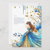 Blauw Gouden Quinceañera-jurk Kaart (Achterkant)