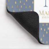 Blauw Gouden Regendruppel Modern Modieus Monogram Muismat (Hoek)