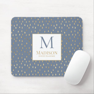 Blauw Gouden Regendruppel Modern Modieus Monogram Muismat
