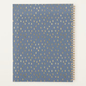 Blauw Gouden Regendruppel Modern Modieus Monogram Planner (Achterkant)
