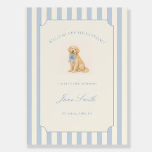 Blauw Gouden Retriever Baby Shower Welkom Bord