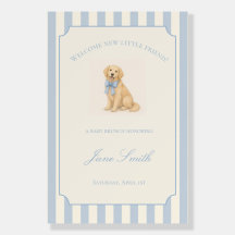 Blauw Gouden Retriever Baby Shower Welkomstbord