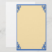 Blauw & Gouden rol Briefpapier (Voorkant / Achterkant)