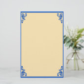 Blauw & Gouden rol Briefpapier (Staand voorkant)