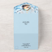 Blauw gouden schelp oceaan golven glitter glam all in one uitnodiging (Buitenkant)