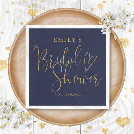 Blauw Gouden Schrift Calligrafie Bruidsdiner Servet