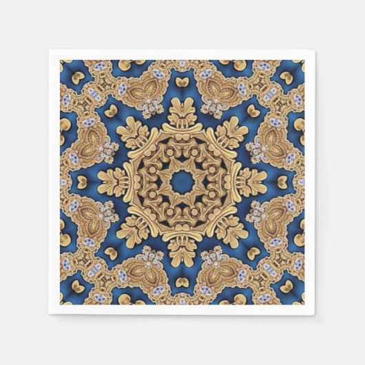 Blauw Gouden Sier Servetten (Voorkant)