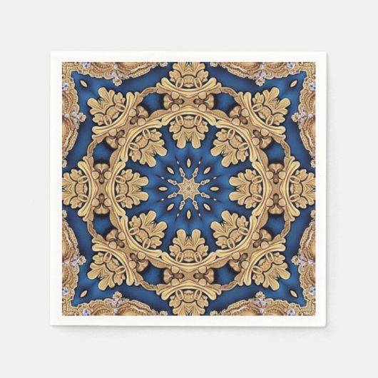 Blauw Gouden Sier Servetten (Voorkant)