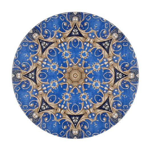 Blauw Gouden Sier Snijplank (Voorkant)