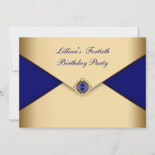 Blauw Gouden Sieraar Elegant Vrouw 40e Verjaardag Kaart