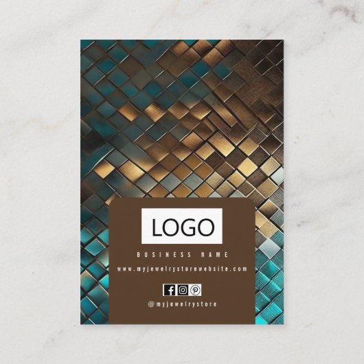 Blauw Gouden Sieraden Oorbellen Ketting Display Ka Visitekaartje (Achterkant)