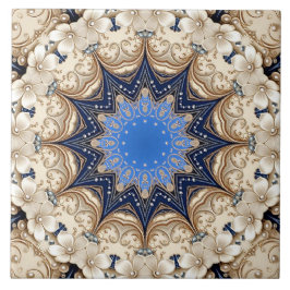 Blauw Gouden Sierkeramiek Tegel Tegeltje