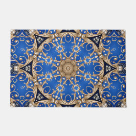 Blauw Gouden Sierlijke Deurmat