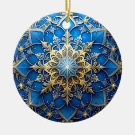 Blauw Gouden Sierlijke Kerst Ornament
