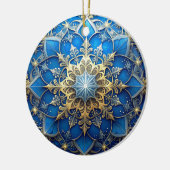 Blauw Gouden Sierlijke Kerst Ornament (Links)