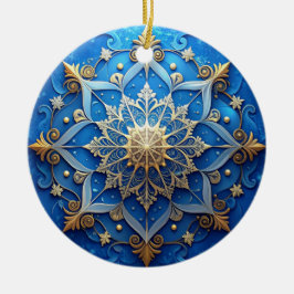 Blauw Gouden Sierlijke Kerst Ornament