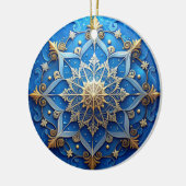 Blauw Gouden Sierlijke Kerst Ornament (Links)