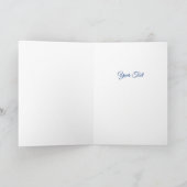 Blauw Gouden Sierlijke Kerstkaart Kaart (Binnen)