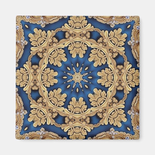 Blauw Gouden Siermagneet Magneet (Voorkant)
