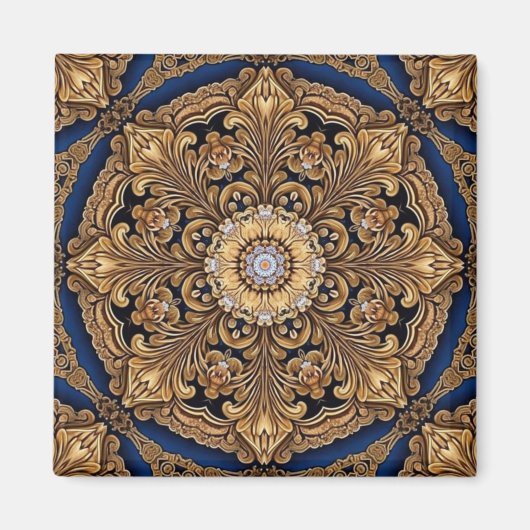 Blauw Gouden Siermagneet Magneet (Voorkant)