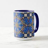 Blauw Gouden Siermug Mok (Voorkant rechts)