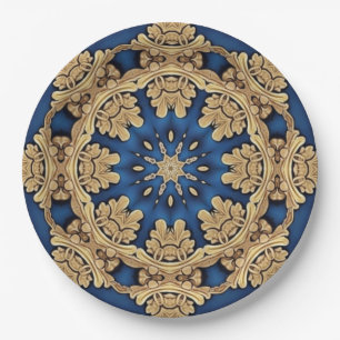 Blauw Gouden Sierpapier Bord