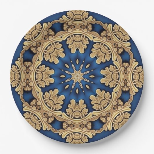 Blauw Gouden Sierpapier Bord (Voorkant)