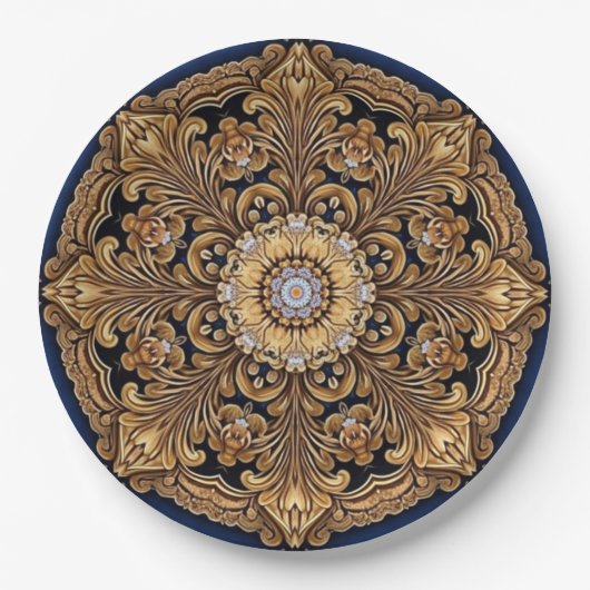 Blauw Gouden Sierpapier Bord (Voorkant)