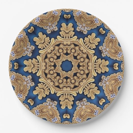 Blauw Gouden Sierpapier Bord (Voorkant)