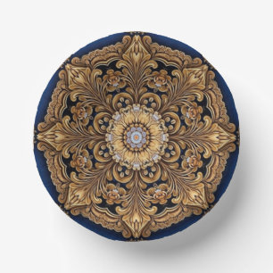 Blauw Gouden Sierpapier Kommen