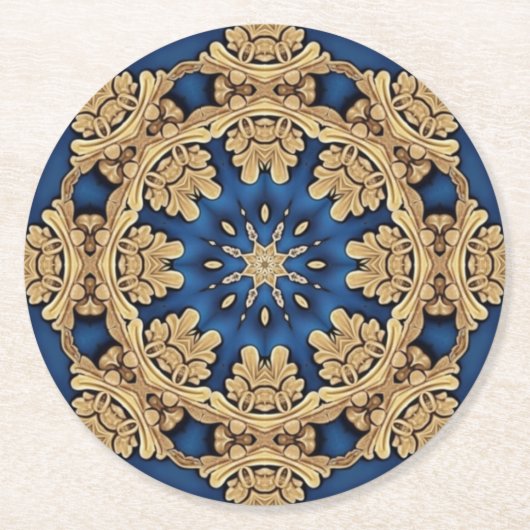 Blauw Gouden Sierpapier Onderzetter (Voorkant)