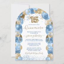 Blauw Gouden Sparkle Foto Quinceañera Ballon